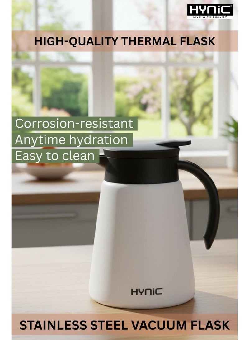 Hynic Stainless Steel Vacuum Flask 880ml | Double-Wall Vacuum Insulated Thermal Carafe for Hot & Cold Drinks | 12-Hour Heat Retention, BPA-Free 304 Food-Grade Steel, Leakproof Lid - Image 3